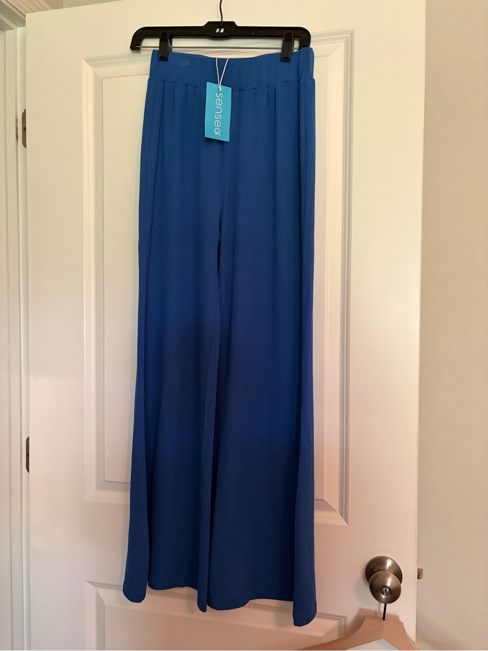 Cobalt Blue Wide-Leg Bootcut Pants